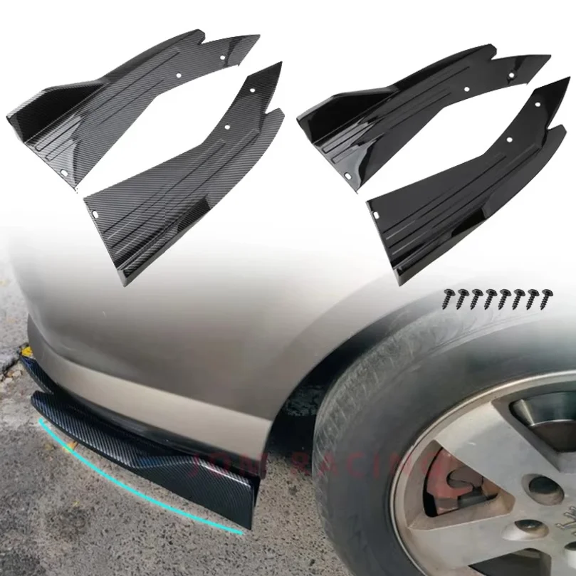Pair Universal Car Rear Bumper Spoiler Lip Carbon F Wing Trim Protection Anti-crash Diffuser Side Skirt Wrap Angle Splitter