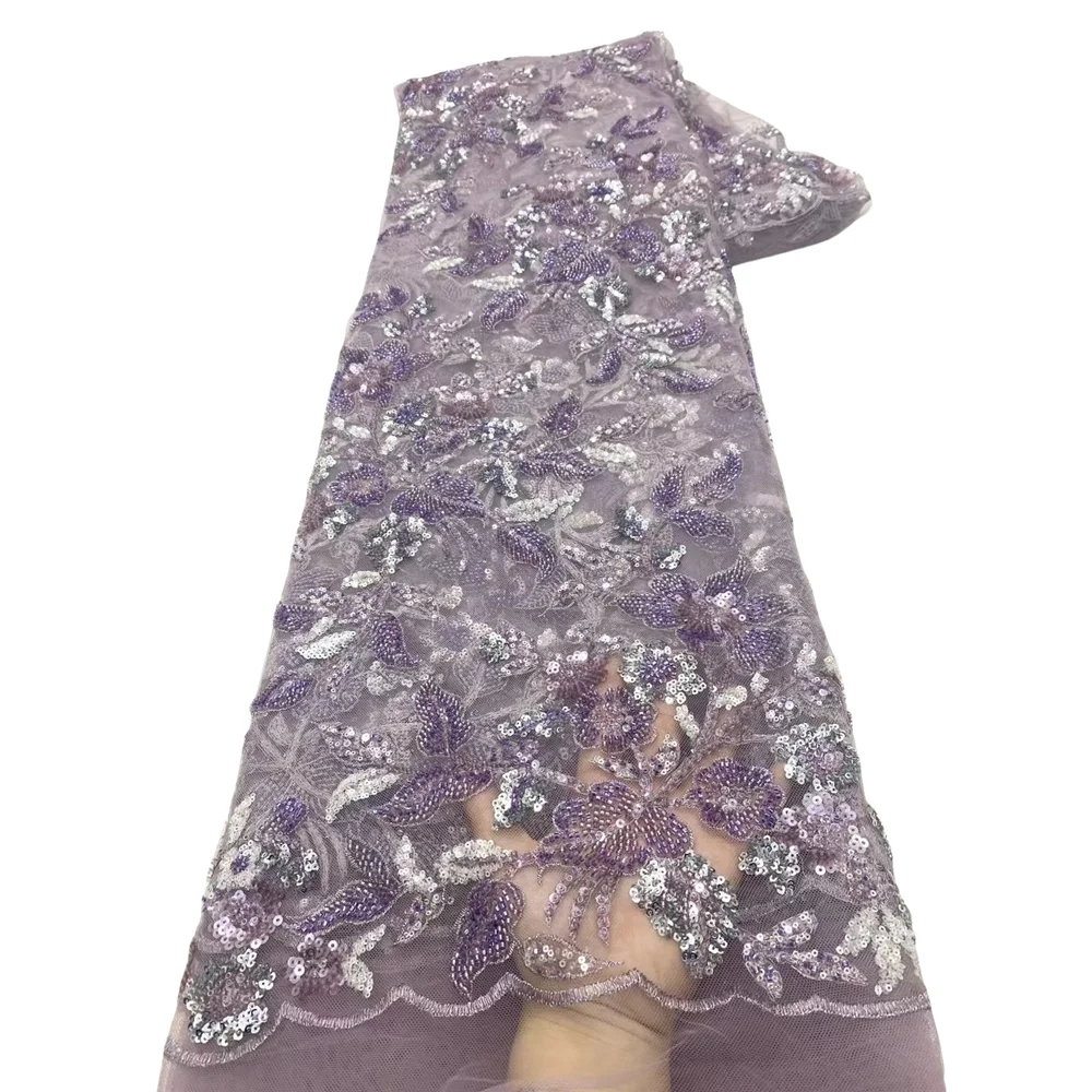 

Luxury S-1407817 sequins Lace Fabric beaded tulle lace fabric embroidered with African Nigerian fabric