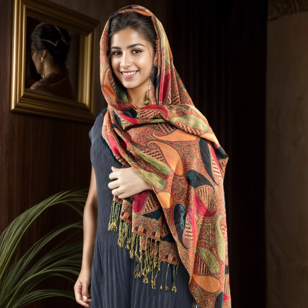 

Вискозный жаккардовый шарф из кешью премиум-класса, Непальская модная шаль, мусульманский женский платок, исламские аксессуары, платок, женский трикотаж, хиджаб