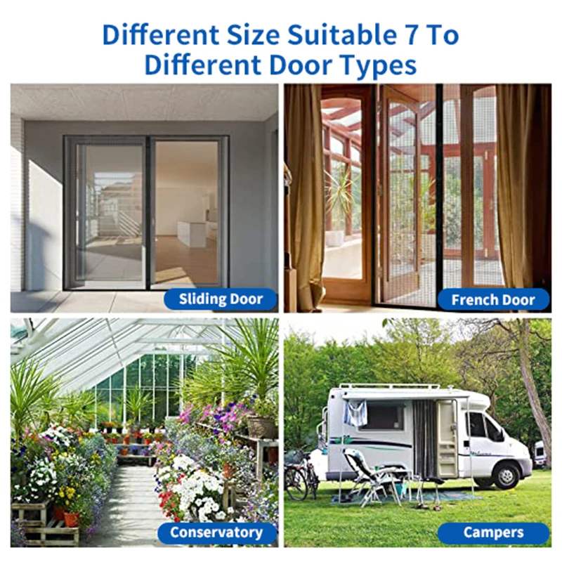 Fiberglass Magnetic Screen Door Curtain Customizable Fly Insect Mesh Screen Curtain Heavy Anti Mosquito Net Not Easy to Scratch