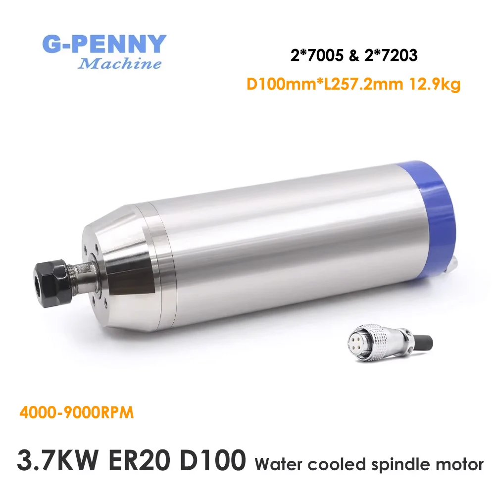 G-Penny 220v/380v 3.7kw ER20 Metal Working Spindle Motor 4000-9000rpm 300hz 4 Pole water Cooling for Iron, Stainless steel
