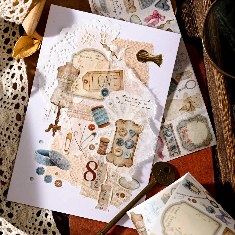 Ruban adhésif washi à thème musée vintage, série Sweet Poem, six motifs, pour journal, décoration DIY, collage, base polyvalente