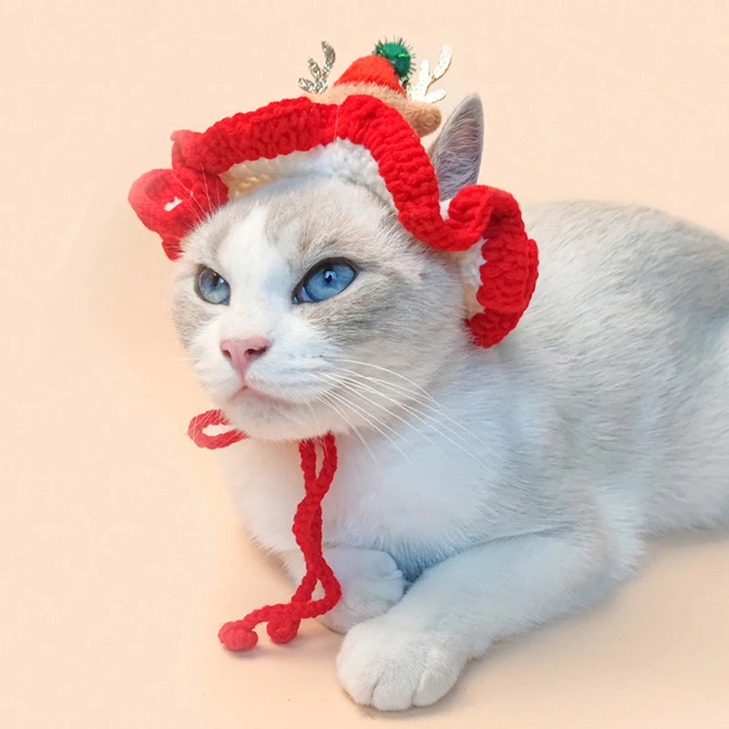 คริสต์มาสสัตว์เลี้ยงแมวหมวกสุนัขลูกสุนัขขนาดเล็ก Xmas Holiday เครื่องแต่งกายเครื่องประดับคอสเพลย์เสื้อผ้า Props หมวก Christmas Party Pet Supplies