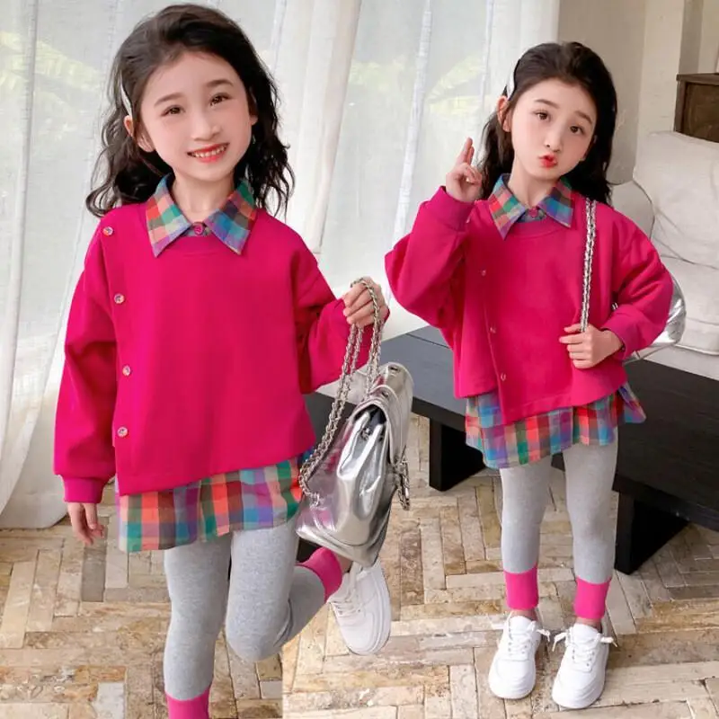 

Пуловер для девочек, леггинсы, комплект из двух предметов, весенне-осенняя толстовка с капюшоном, топы, брюки, детская студенческая кавайная модная популярная новая стильная повседневная одежда