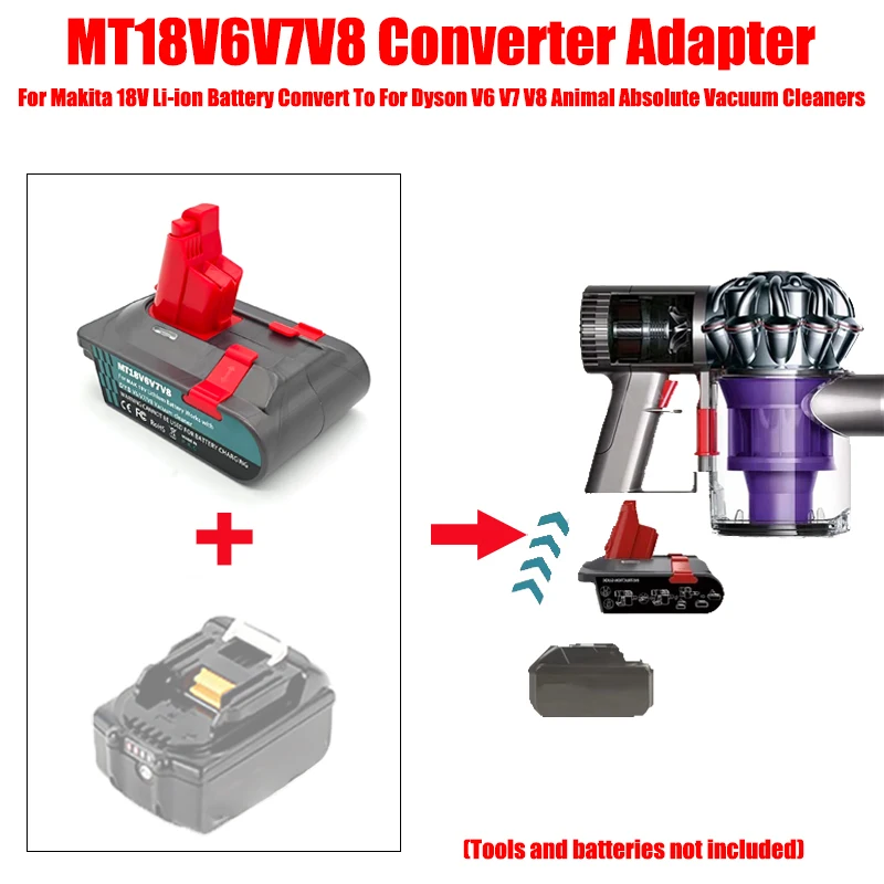 

MT18V6V7V8 Battery Adapter Converter for Makita 18V Batteries Compatible with For Dyson V6 V7 V8 Animal Absolute Vacuum Cleaners