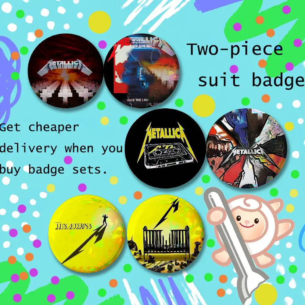 2-piece set Pins Backpack Clothes Master of Puppets M72 Metallica Jewelry Accessories Cartoon Round Brooch Button Badge Gifts