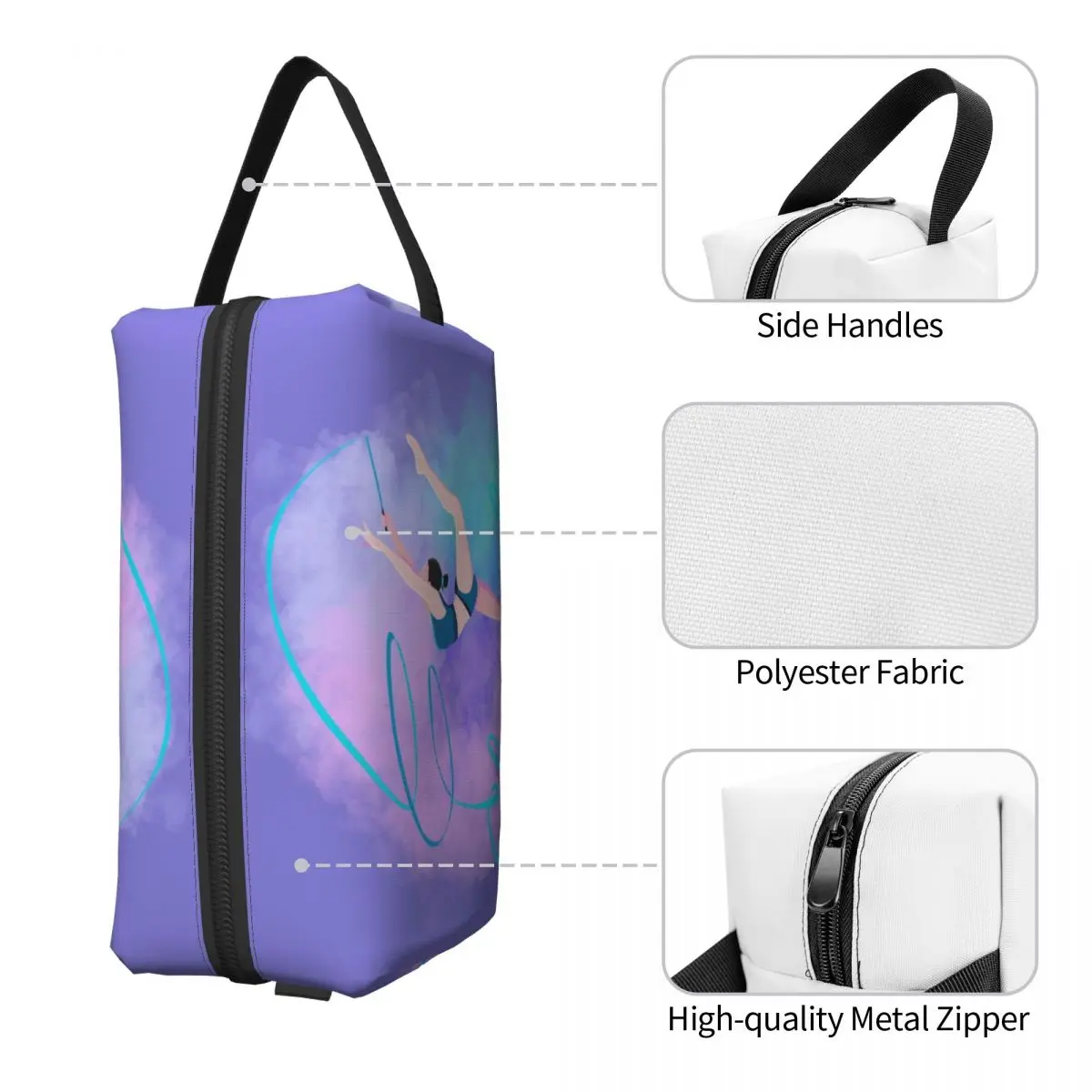 Custom Kawaii Dance Rhythmic Gymnastics Travel Toiletry Bag for Women Cosmetic Makeup Bag Beauty Storage Dopp Kit