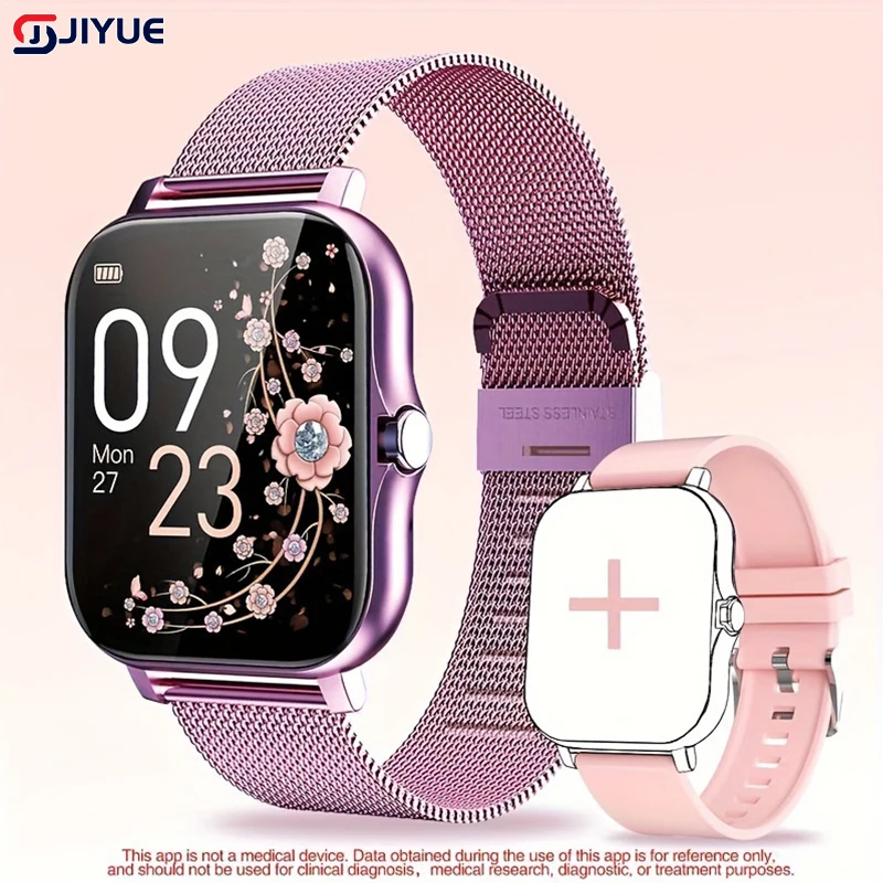 

Smart Watch Featuring Wireless Calling, Digital Display, Electronic Movement, Silicone and Stainless Steel Band