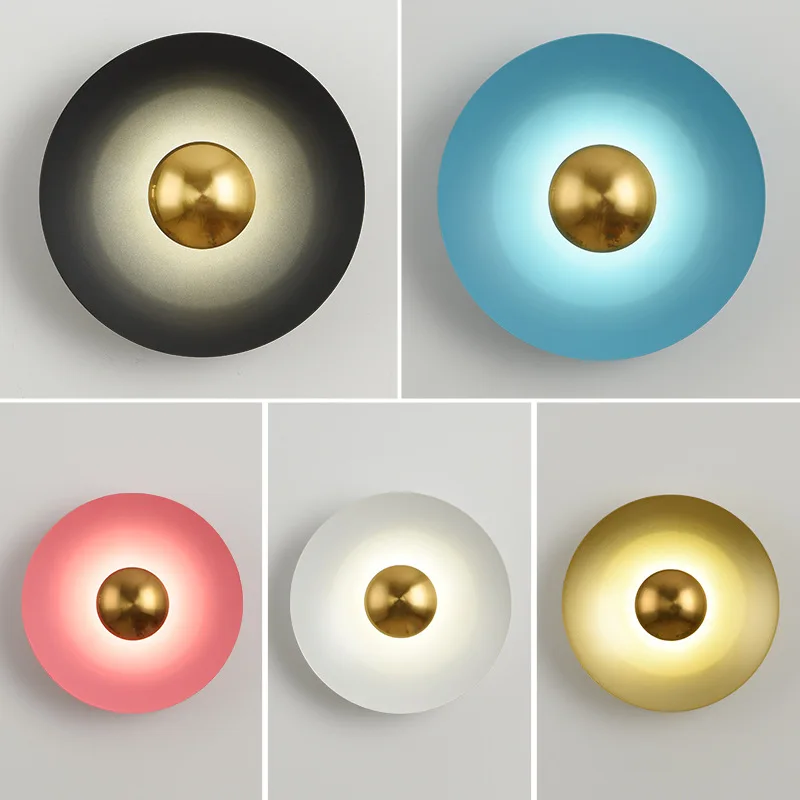 Bedroom bedside lamp modern minimalist aisle staircase wall background wall round led wall lamp LED