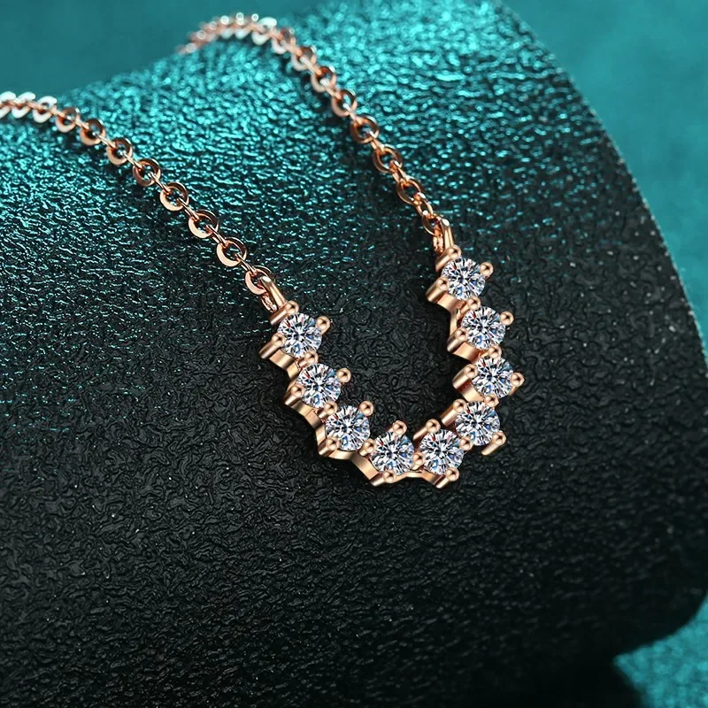 

HAIMAITONG Муассанит pt950 платиновое ожерелье женский U-образный рядный кулон простой крутой высококачественный смысл