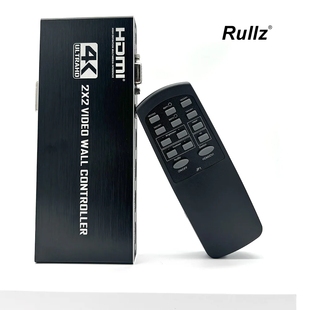 4K 2x2 Video Wall Controller Processor 1x2 1x3 1x4 2x1 3x1 4x1 DVI Video Splicer HDMI Wall Controller TV Splicing Box for 4 TVs