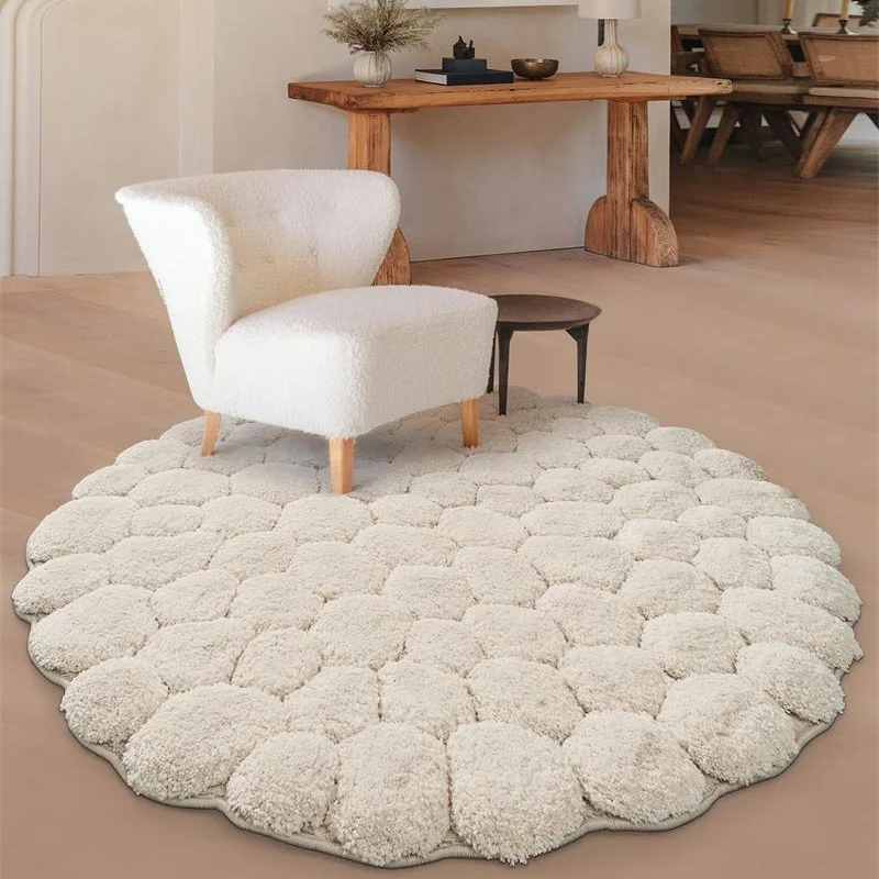 

Thick Soft Round Carpet For Bedroom Home Cream Style Cloakroom Rug Sofa Coffee Table Floor Mat Modern Design Carpet Kids Room