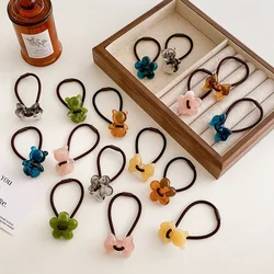 Lovely acetate Flower Hair Ties Girls Elastic Rubber Bands Bear Pendant Hair Rope Acrylic Bowknot Ponytail Holder Hair Ring