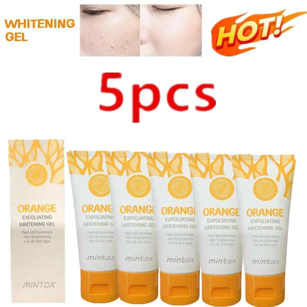 Esfoliante Corporal Laranja Esfoliante, Gel Clareador Facial, Abrasivo Facial, Limpeza da Pele, Beleza Hidratante, Meninas, 5pcs