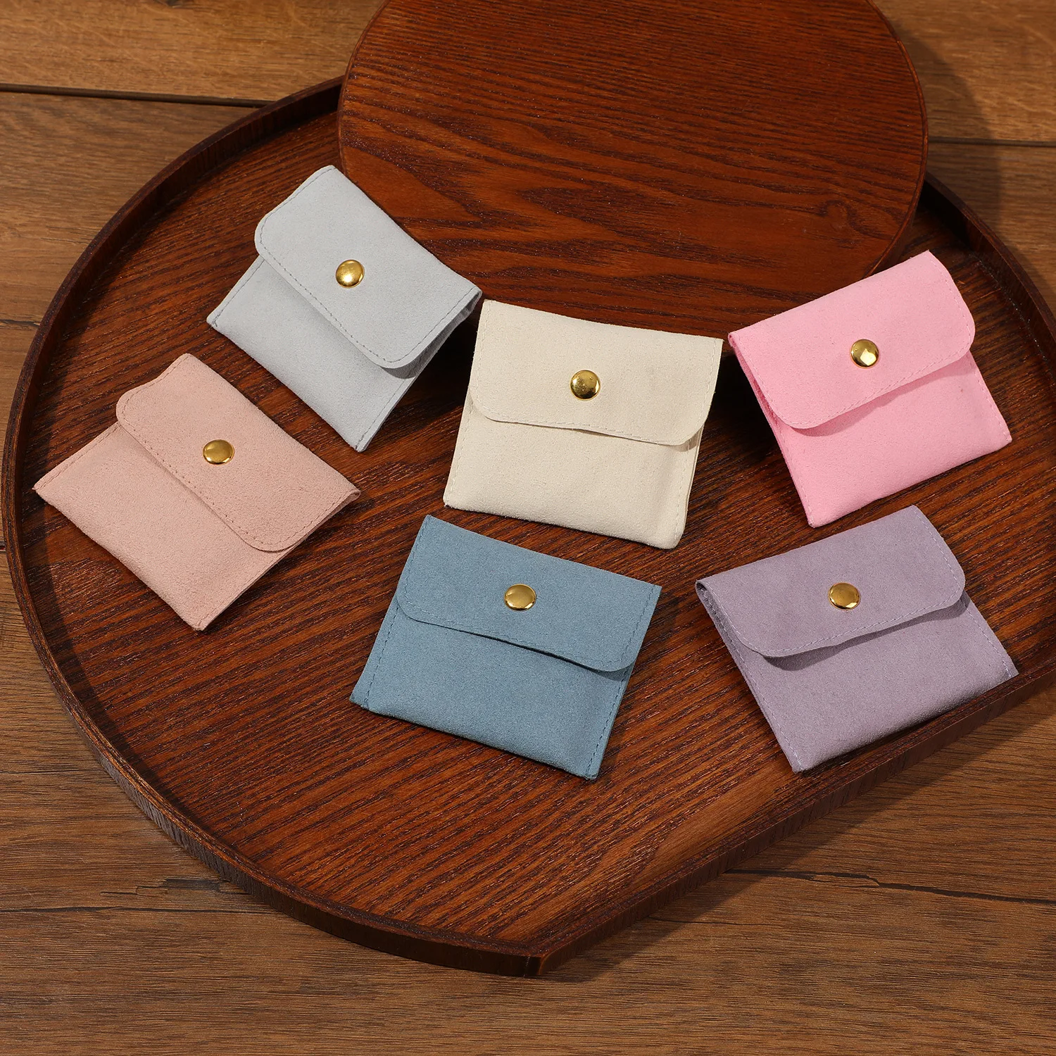 New Microfiber Jewelry Bag 8*7cm Spot Flip Button Bag Jewelry Bag