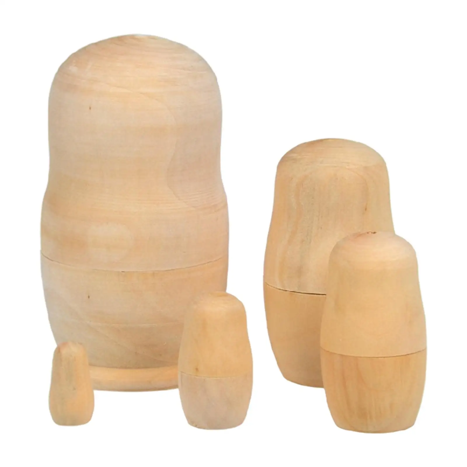 5x Traditional Matryoshka Nesting Doll Unpainted Russian Dolls Blank Matryoshka
