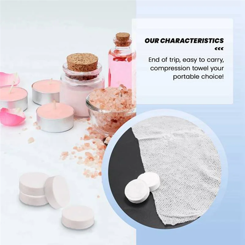 BOFO 100Pcs Magic Soft Cotton Disposable Compressed Towel Wipes Tablet Travel Tissue