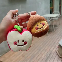 Cute Creative Cartoon Chestnut Plush Doll Keychains Women Stuffed Fruit Doll Keyrings Pendant Keychain Charms Decoration Gift