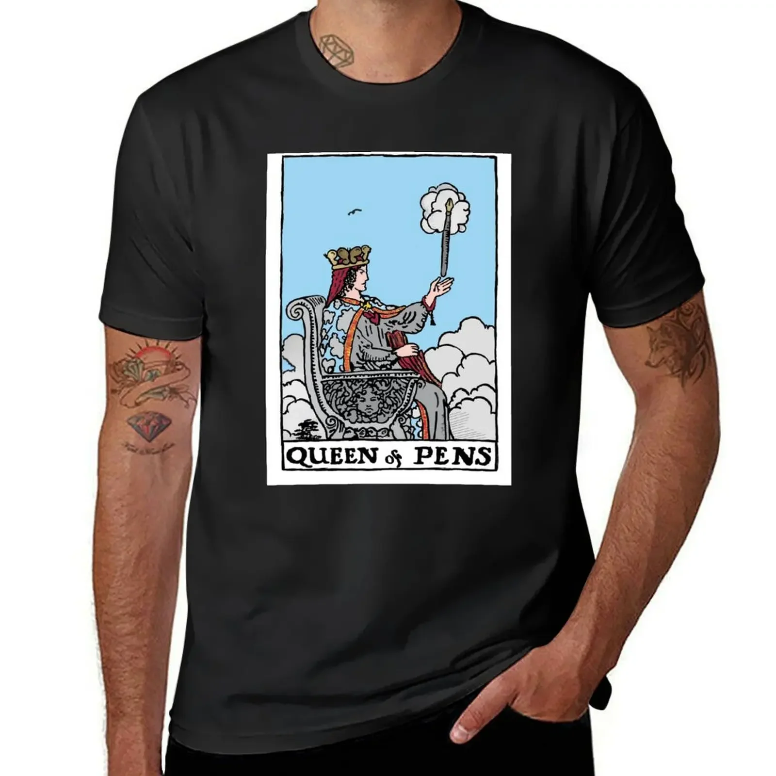 

Bookshop Tarot--The Queen of Pens T-Shirt blanks vintage shirts graphic quick drying men graphic t shirts