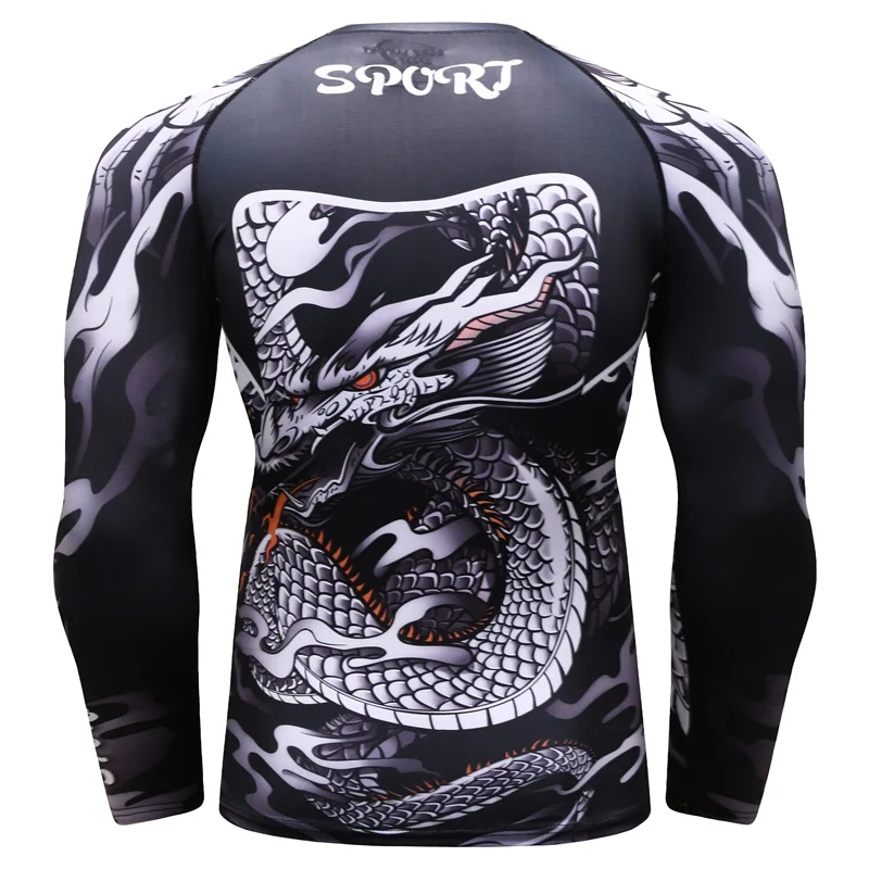 Brand New UFC BJJ MMA GYM Work Out Compression Rashguard T Shirt Men Exercise 3D Fitness Tights Bodybuild Cross Fit Rash Guard