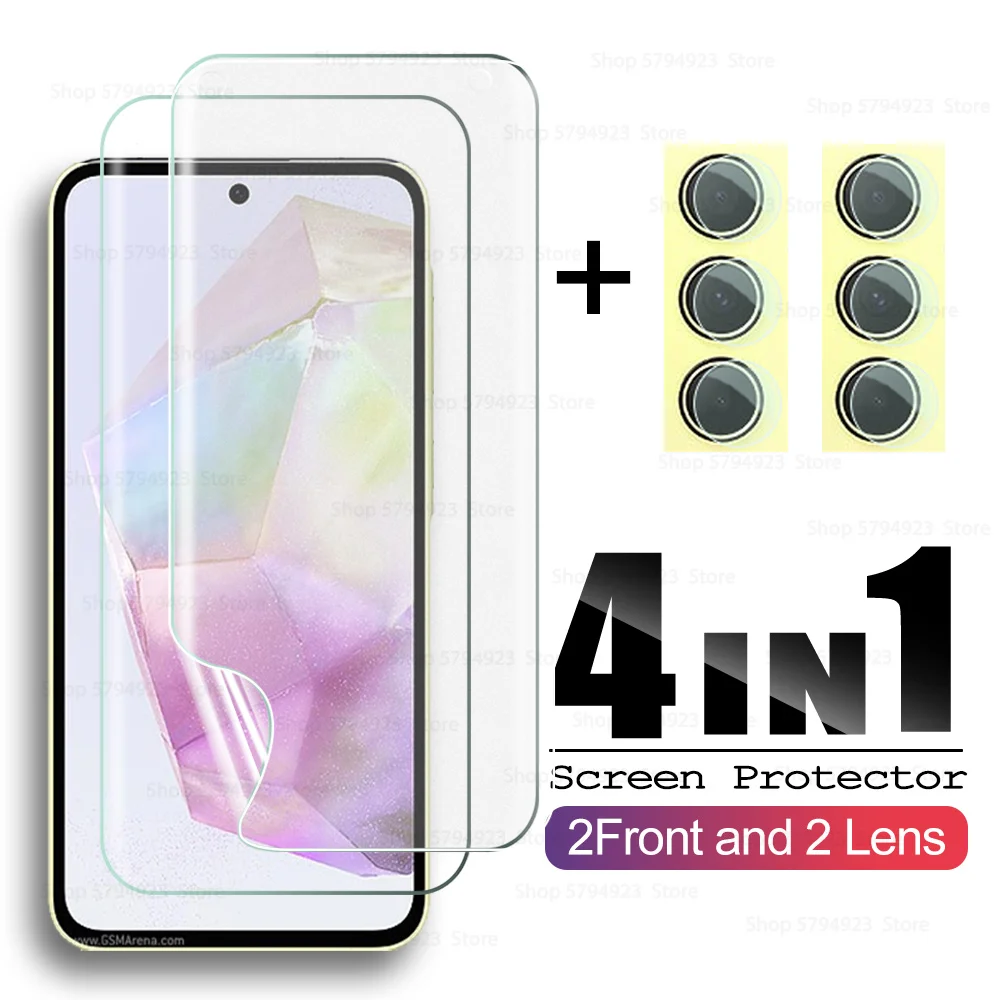 4-in-1 Camera Lens Screen Protector For Samsung Galaxy A35 5G Full Glue Soft Hydrogel Film For Samsung GalaxyA 35 A 35 galaxya35