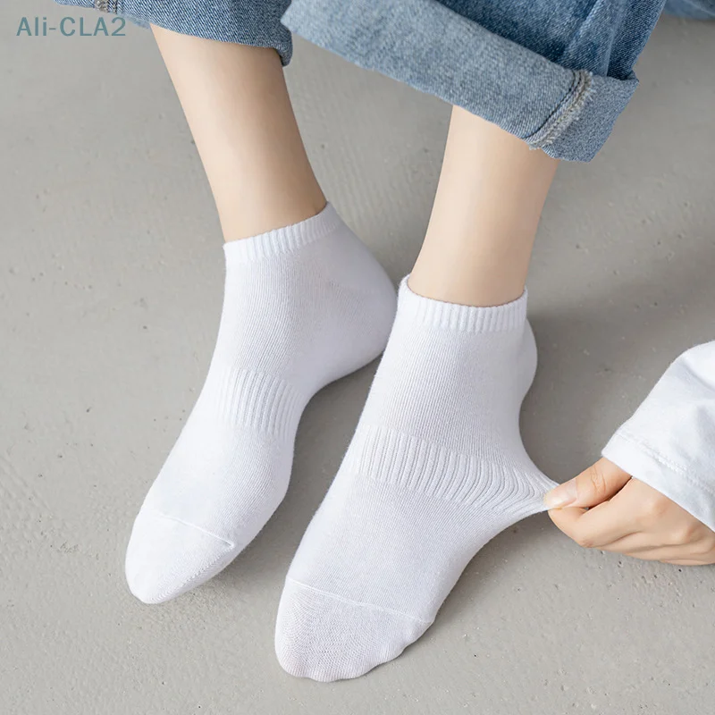 New Summer Fashion Solid Color Cotton Sweat-absorbing Non-slip Short Socks Casual College Style Women's Sports Socks