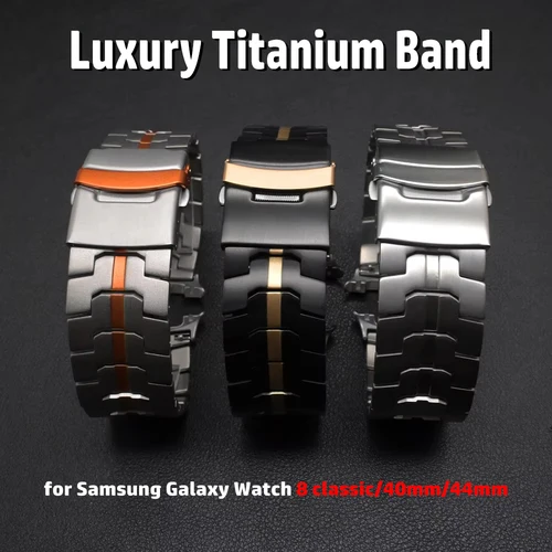 Correa de titanio de lujo para Samsung Galaxy Watch 8 Classic 46mm/8 40mm/44mm Correa de hombres de negocios para Samsung Galaxy Ultra 47mm Correa