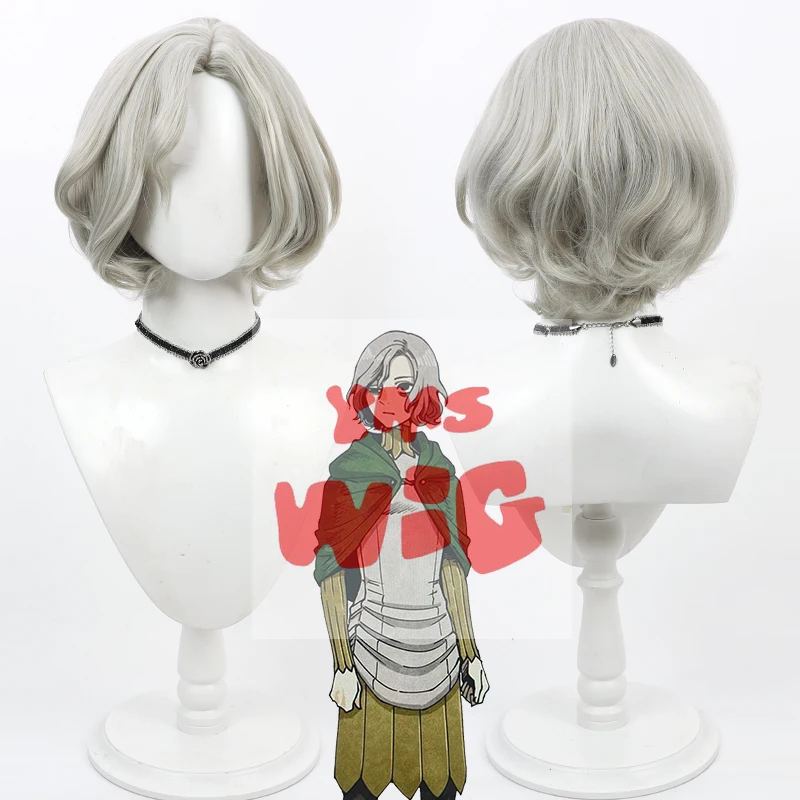 Delicious in Dungeon Mithrun Cosplay Wig Short Gray Synthetic Hair Heat Resistant Halloween Carnival Role Play Party + Wig Cap