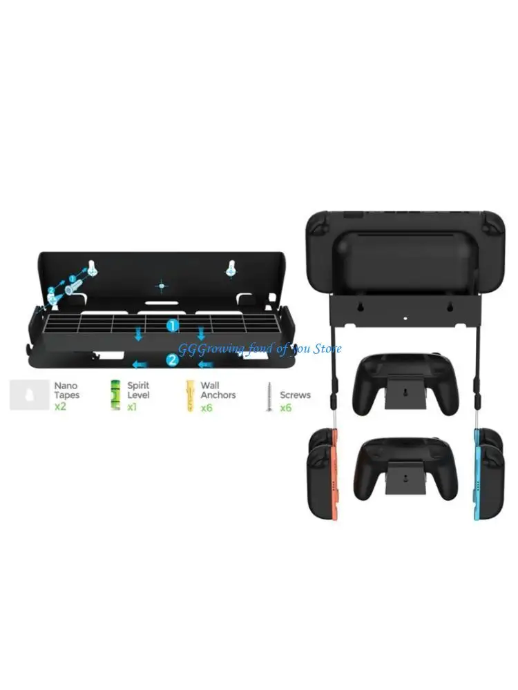 

H9EB Gaming Console Wall Bracket for NS 2 Systems Metal Frame With Cooling Vents Game Wall Mount Dock Holder