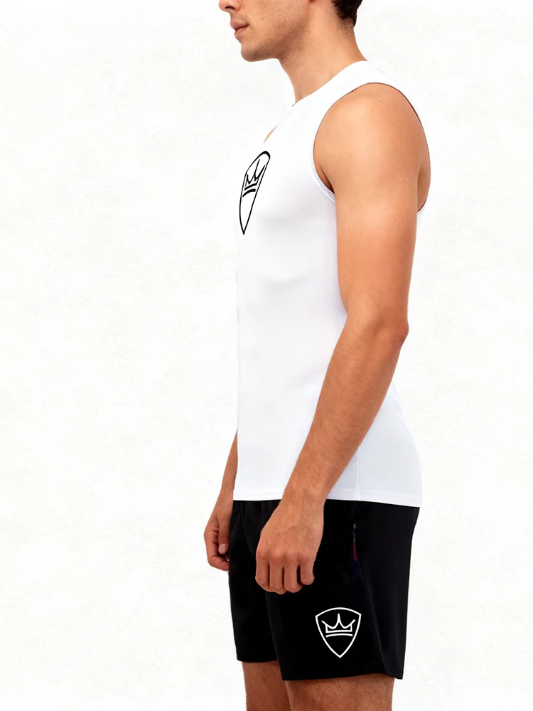 بدلة رياضية ضيقة بدون أكمام بنمط رجالي عصري لعام 2025، سترة مرنة سريعة الجفاف، مجموعة سترة للجري في صالة الألعاب الرياضية، بلوزة مطبوعة #4