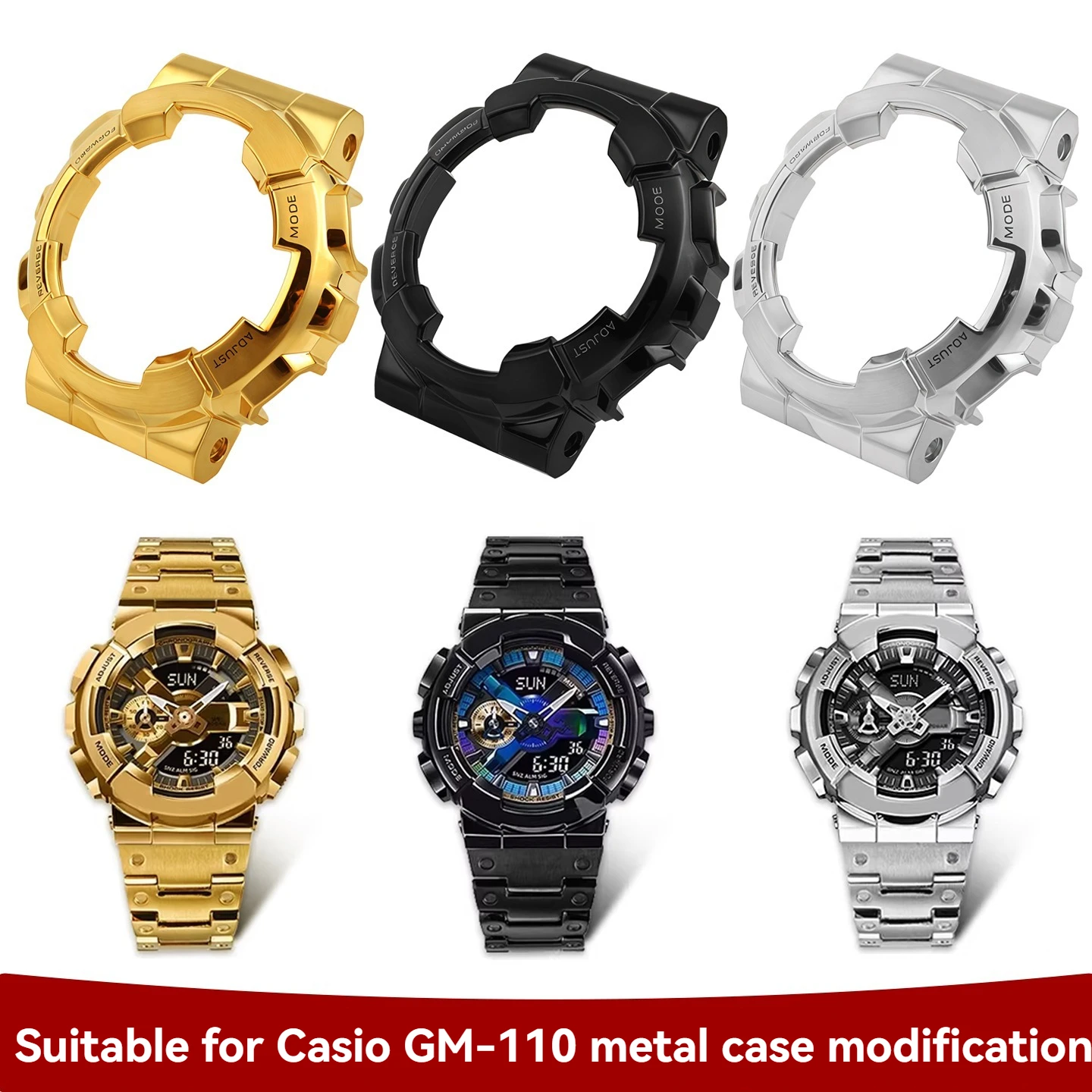 

Модифицированные аксессуары из нержавеющей стали для часов Casio GM-110, комплект ремешка и корпуса для часов G-shock.