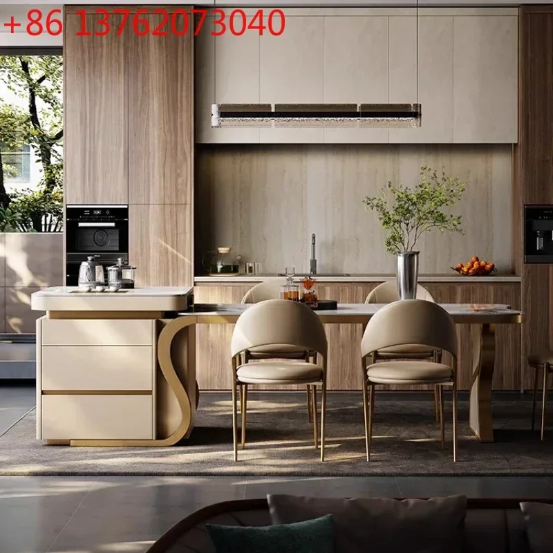 Multifunctional Tables Dining Table High End Island Integrated Retractable Household Large Villa Pull Out Rock Board Rectangle