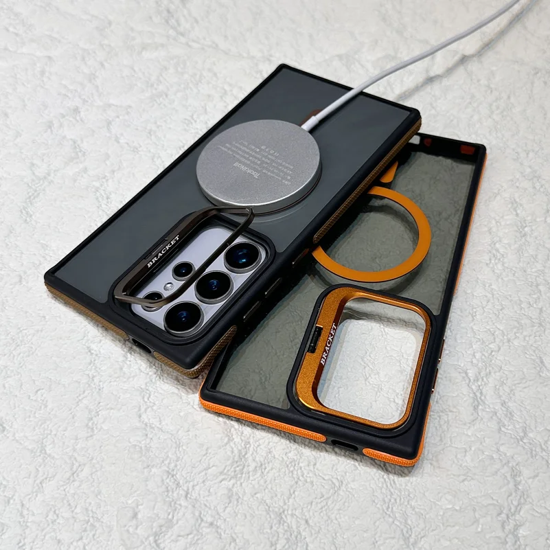 

For Magsafe Hidden Holder Clear Case For Samsung Galaxy S26 S25 S24 Ultra Plus S23 FE Shockproof Magnetic Wirelesss Charge Cover