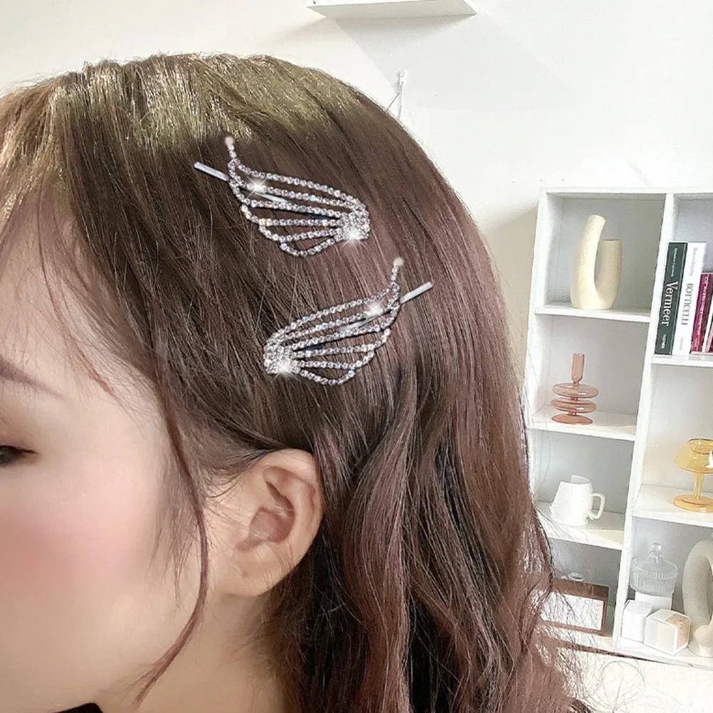 

4Pcs Crystal Hairpins Rhinestones Barrettes for Straight Curly Ponytail Braiding Styling Wedding Banquet Hair Decor