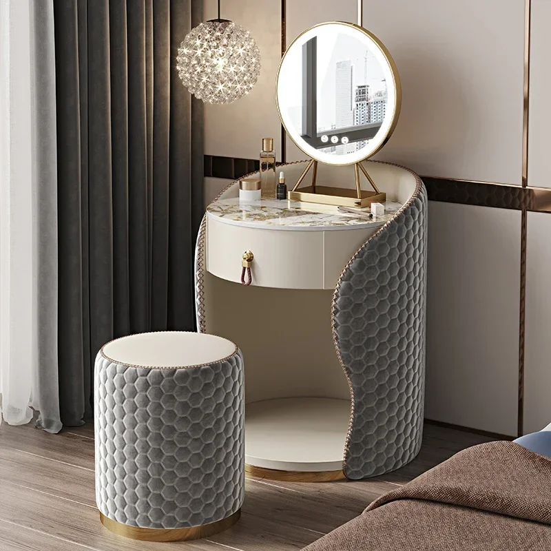 Nordic Dressing Table Bedroom Modern Simple round Personality Small Light Luxury Mini Princess Internet Celebrity  Makeup Table