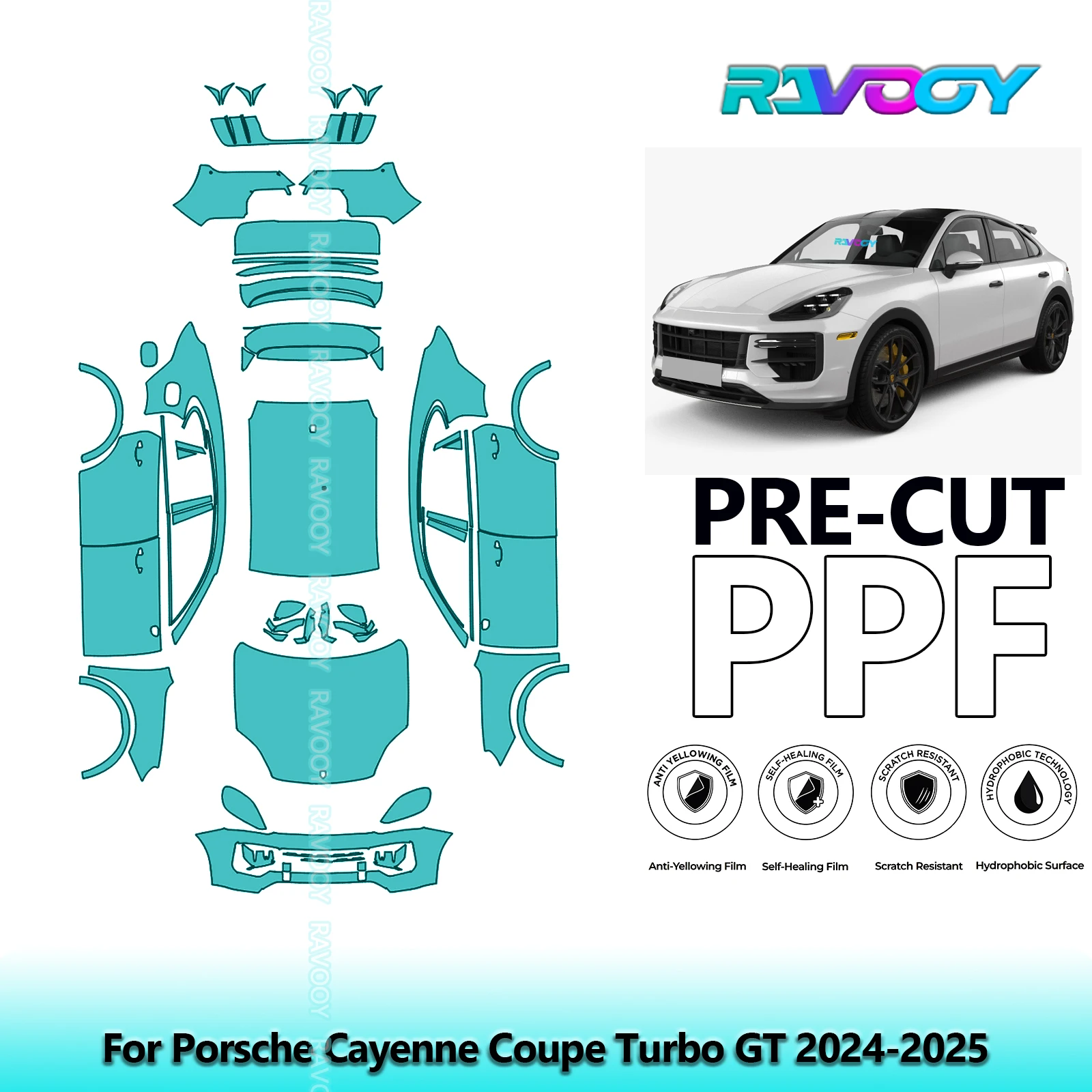 

8.5Mil Precut PPF Paint Protection Film Full Vehicle Clear Bra For Porsche Cayenne Coupe Turbo GT 2024-2025