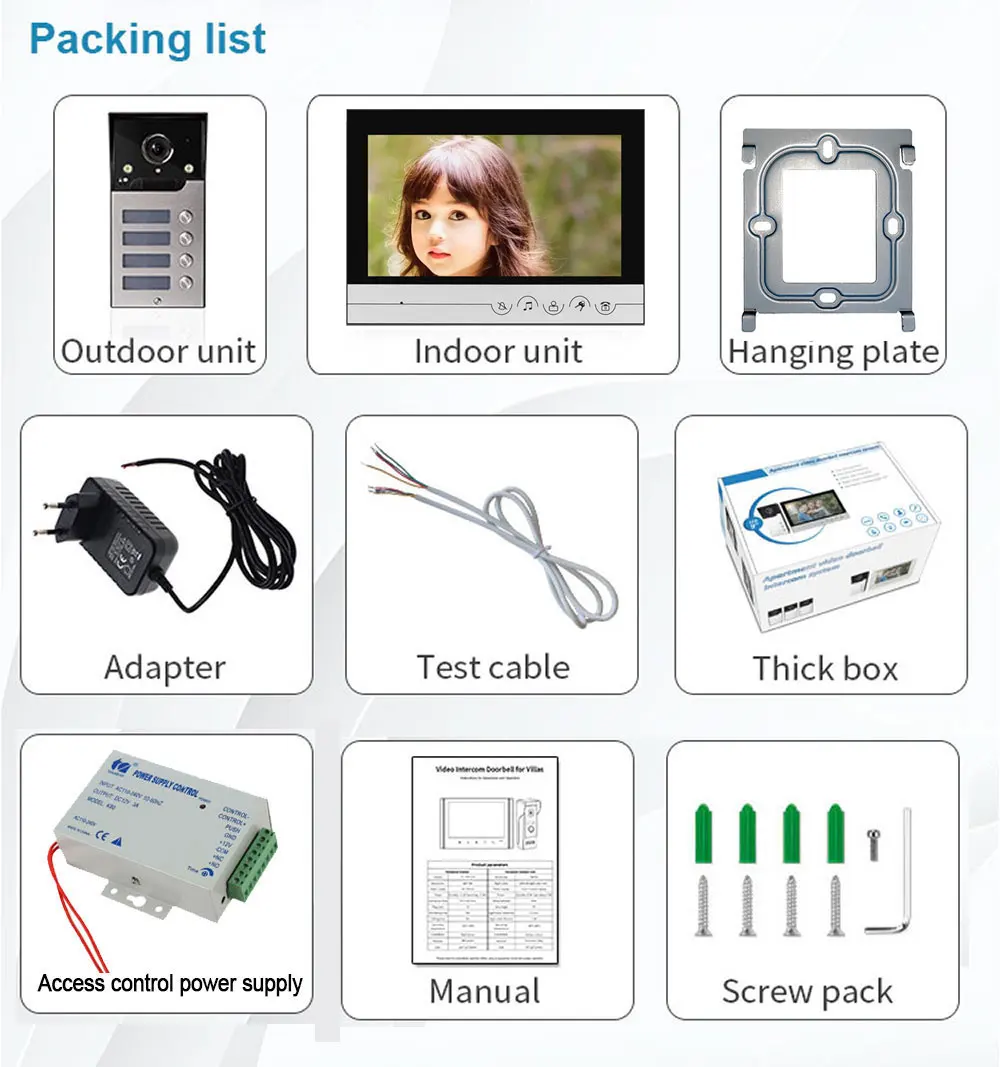 9 inch Monitors 2/3/4 Apartment/Family Video Door Phone Intercom System Wide angle Doorbell Waterproof Camera Access Control