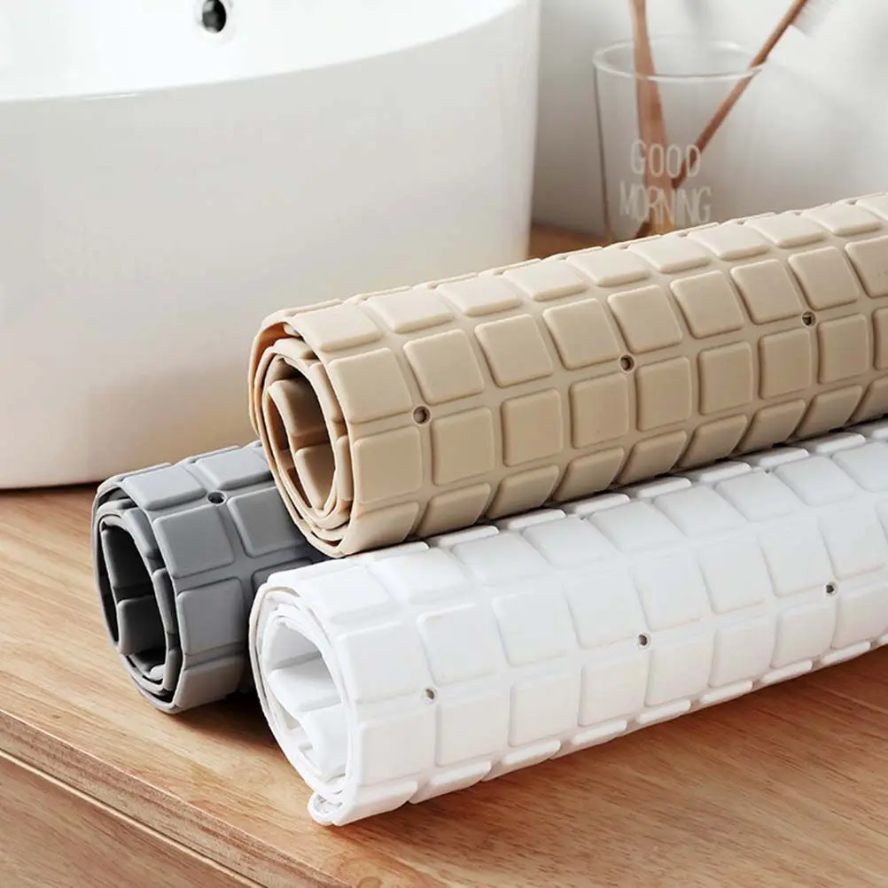 

Bath Non-Slip PVC Mat Square Anti-Bacterial Mildew Resistant Shower Safety Mat Apricot Bathtub Bathroom Floor Rug