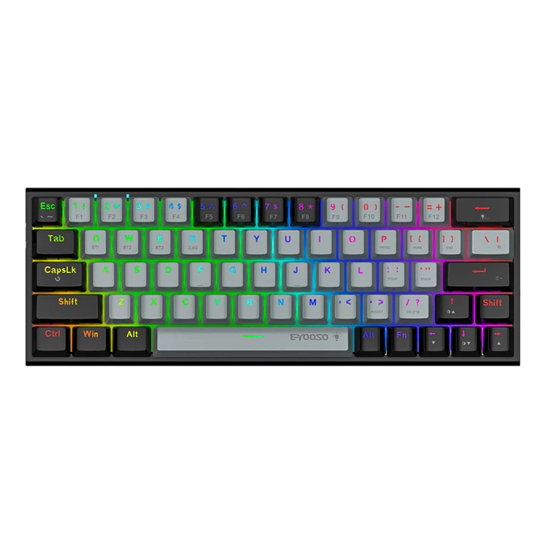 Imagem -04 - Teclas com Fio sem Fio Rgb Usb Mini Teclado Mecânico do Jogo Interruptor Vermelho Azul Mini Portátil pc Gamer Teclado Ergonômico 63