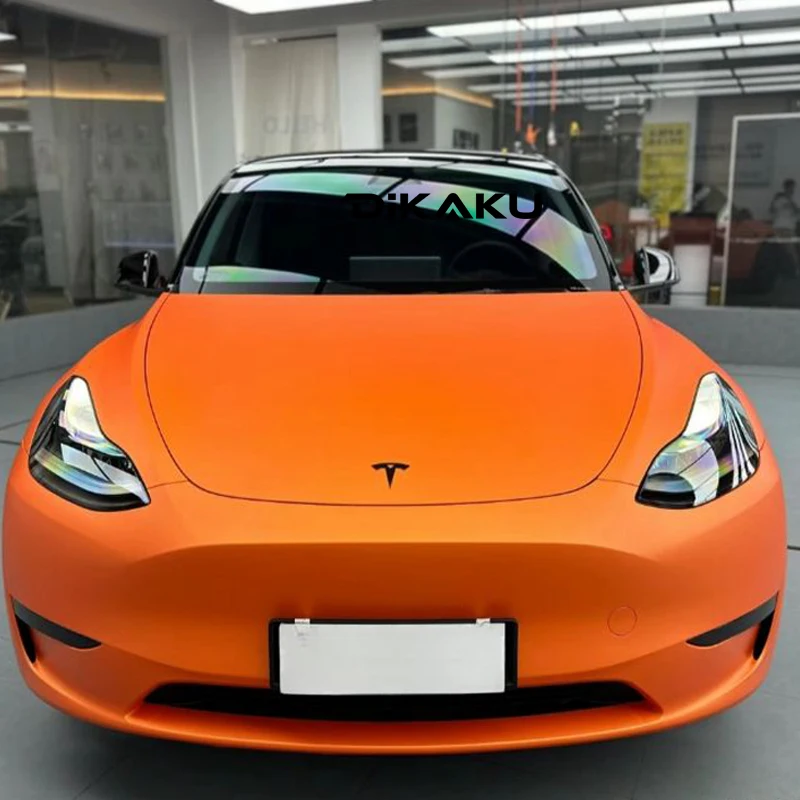 

Highest Quality Super Matte Flame Orange Vinyl Wrap Foil With Air Free Bubble For Vehicle And Motorcycle