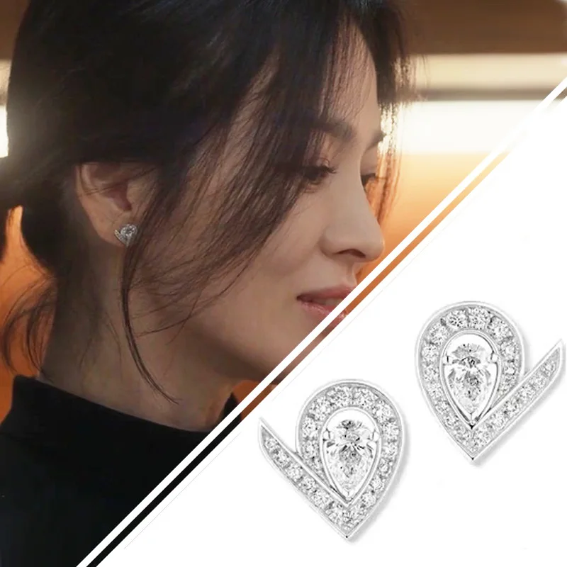 

Korean Drama Dark Glory 2 Song Hye kyo Same Style Earrings Fashion Zircon Simple Water Drop Earrings Jewelry Accessories Gift