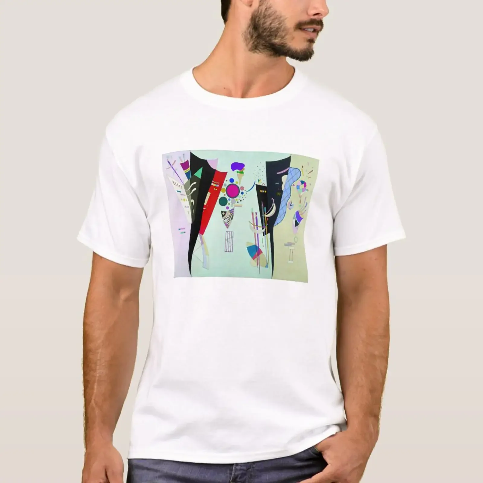 Kandinsky Reciprocal Accords T Shirt vintage Washed Casual graphic Breathable Versatile Stretched Stylish homme