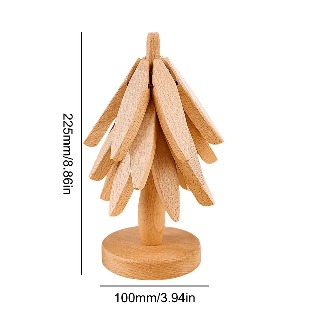 TriSALE-Support décoratif en bois en forme d'arbre, anti-brûlure, anti-chaleur, table de degrés, polymères, tampon isolé thermiquement, théière, pots chauds