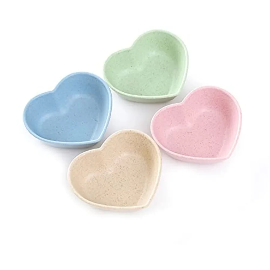 

10pcs Assorted Color Plastic Mini Heart-shaped Sauce Dishes Dipping Bowls Soy Sauce Dishes Appetizer Serving Tray for Home Kitc