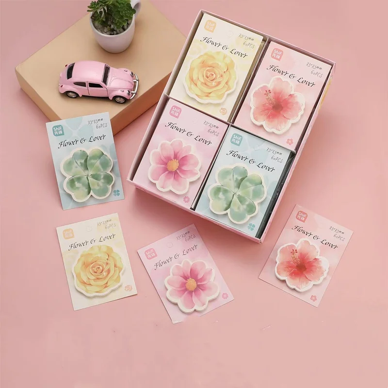 24pcs/lot Creative Flower Memo Pad Sticky Note Creative N Times Stationery Label Notepad Bookmark Post School Supplies