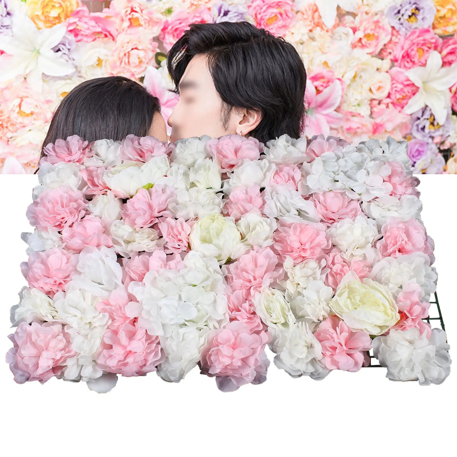 

6 pieces of plant flower wall white peony roses+Dali+embroidered ball, high-quality, decoration,