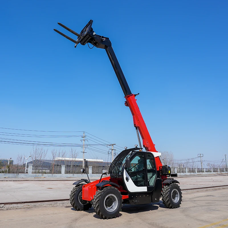 New Telescopic Diesel Forklifts Handler with Quick Hitch and Fork Bucket 3 Ton Telehandler 4WD Boom Lift Reach Loader