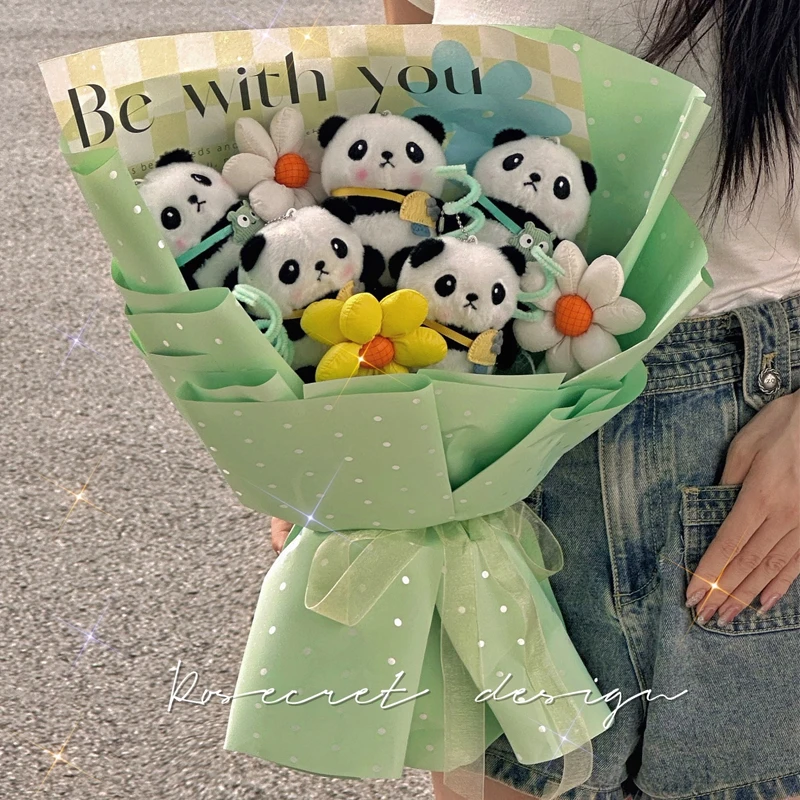 

Simulation Panda Doll Bouquet Cute Fake Flower Plush Bouquet Gift Graduation Creative Children Birthday Gift for Girlfriend