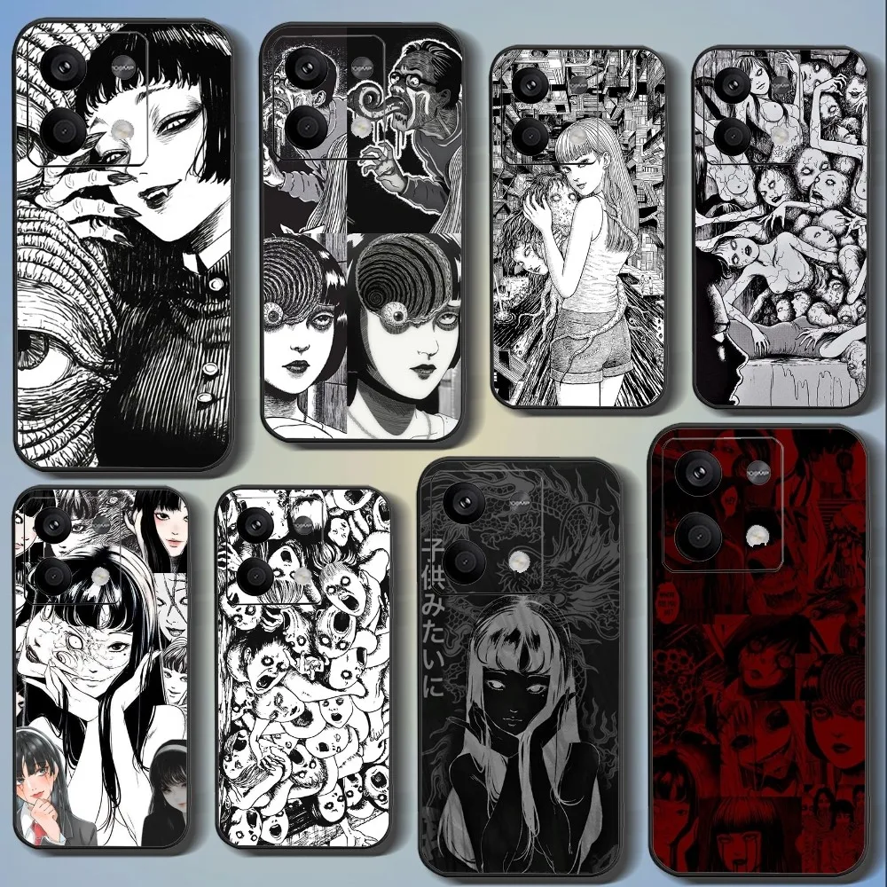 Junji Ito Paintings Phone Case For Xiaomi 11 Redmi Note 11 5G 8T 9A 9 10T Note8Pro Note9 12SUltra Black Case