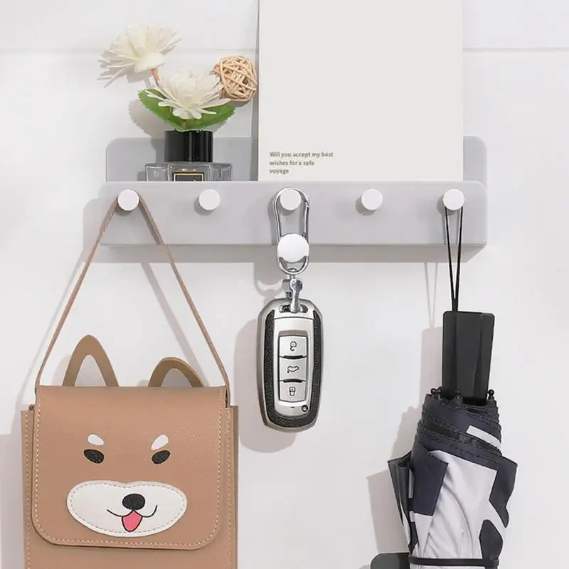 Coat Rack Wall Mount Heavy Duty Hook Rack Rail Wall Shelf Mail Organizer For Entryway Bathroom Kitchen Mudroom Home Decor